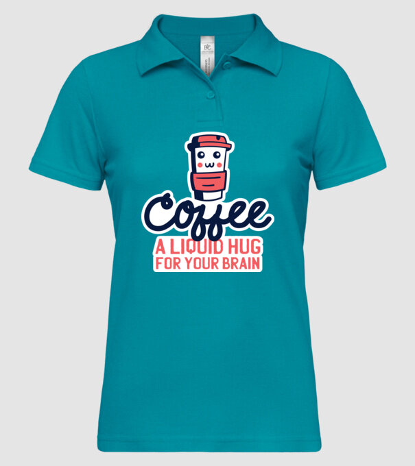 Cafea - o îmbrățișare lichidă pentru creier model turcoaz pe tricou