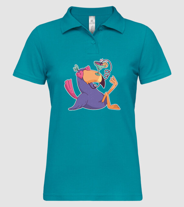 Toucan cu cocktail model turcoaz pe tricou