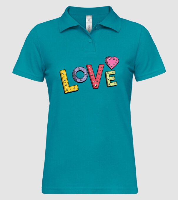 'Inscripție Love pentru Valentine''s Day' model turcoaz pe tricou