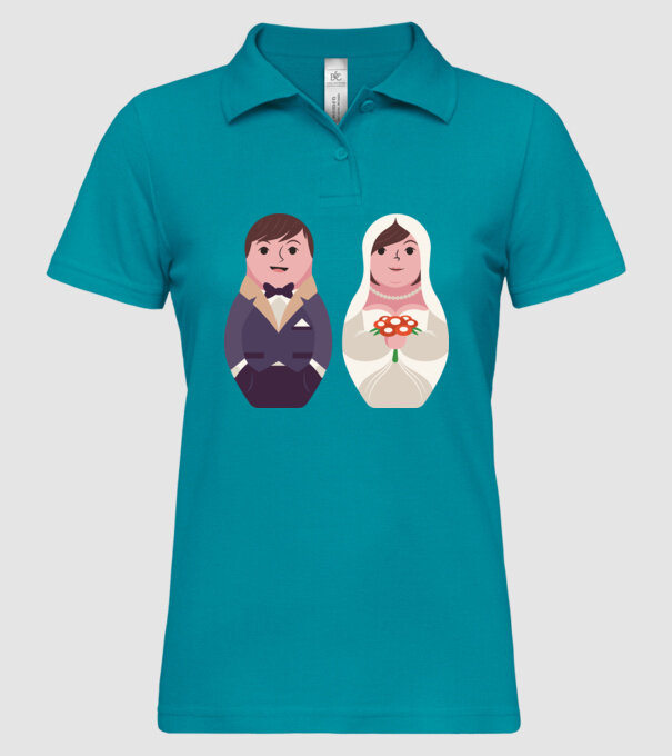 Matrioșka Căsătorie model turcoaz pe tricou