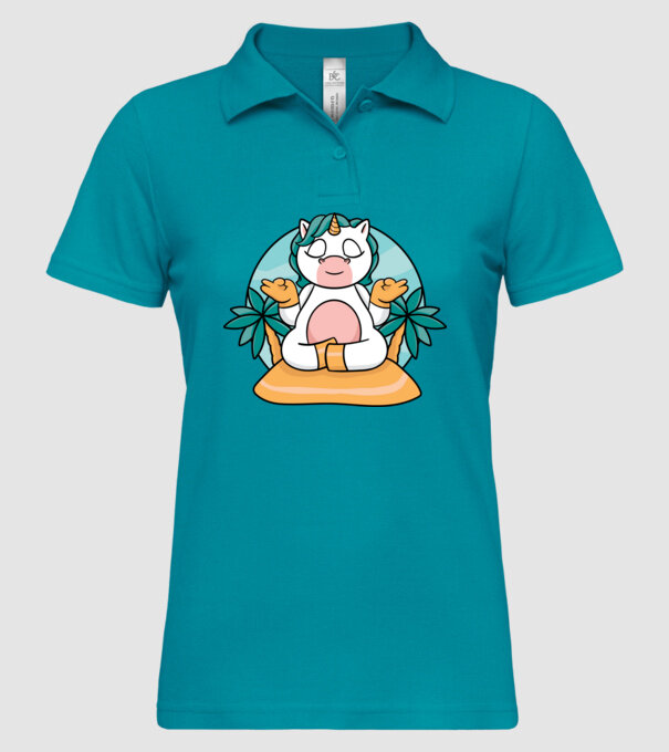 Unicornul meditator model turcoaz pe tricou
