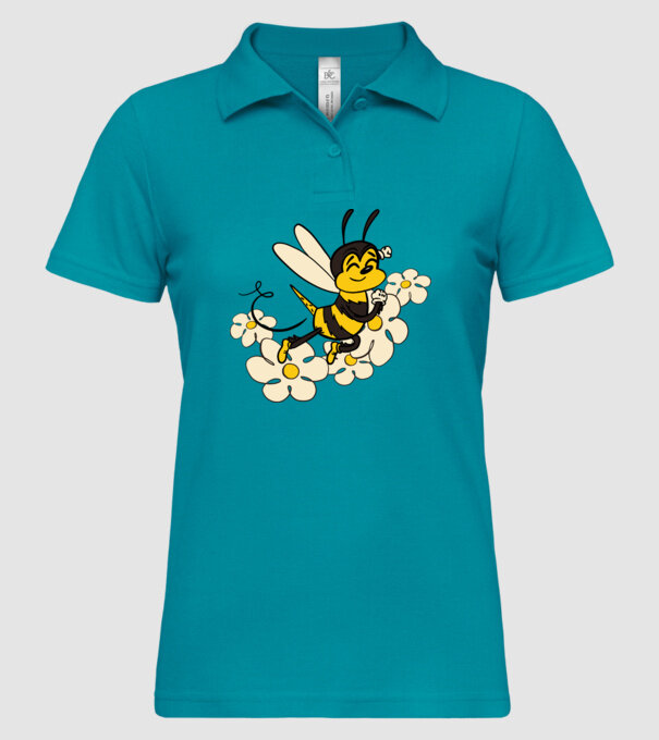 Albină Floare model turcoaz pe tricou
