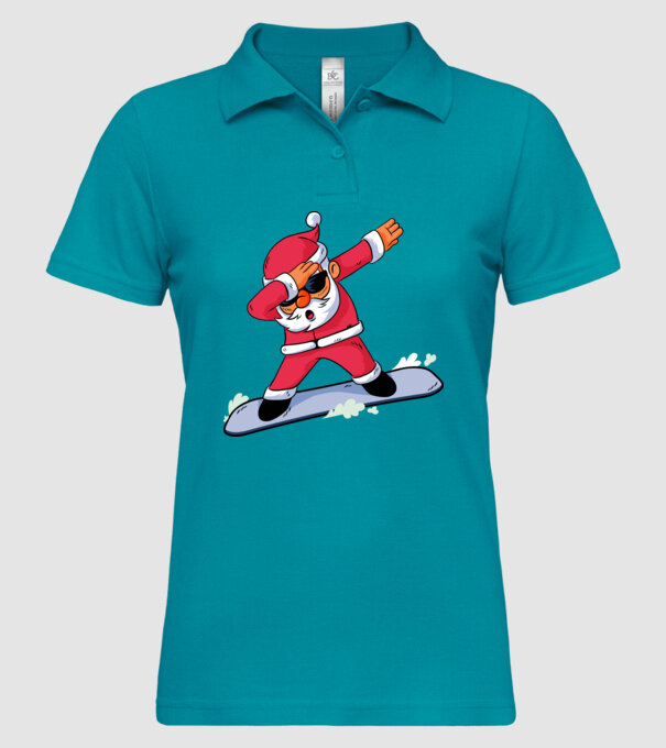 Moș Crăciun Snowboard DAB tricou amuzant model turcoaz pe tricou