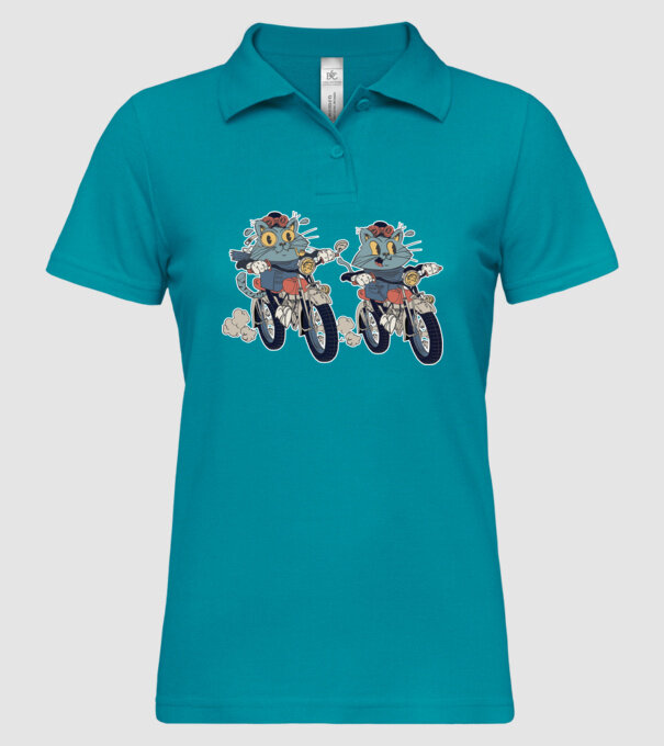 Pisicuțe motocicliste model turcoaz pe tricou
