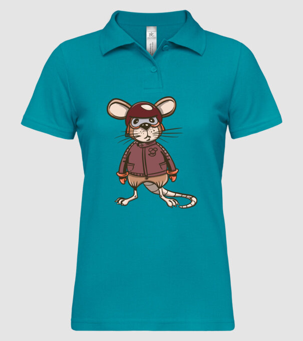 Șobolan motociclist model turcoaz pe tricou