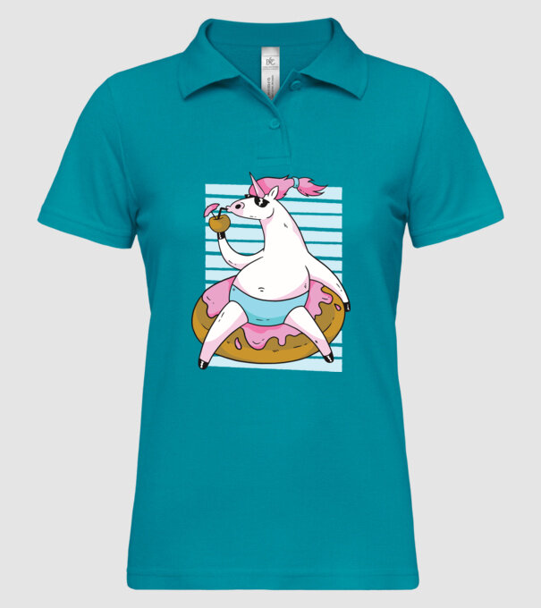 Unicorn în vacanță model turcoaz pe tricou
