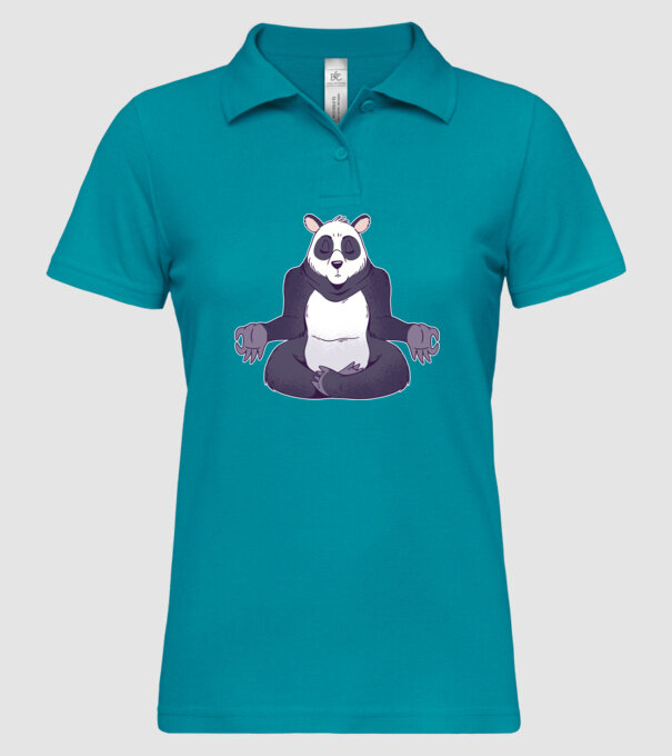 Panda Meditație model turcoaz pe tricou