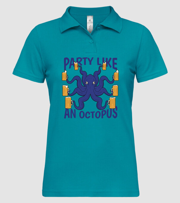 Party Like An Octopus model turcoaz pe tricou