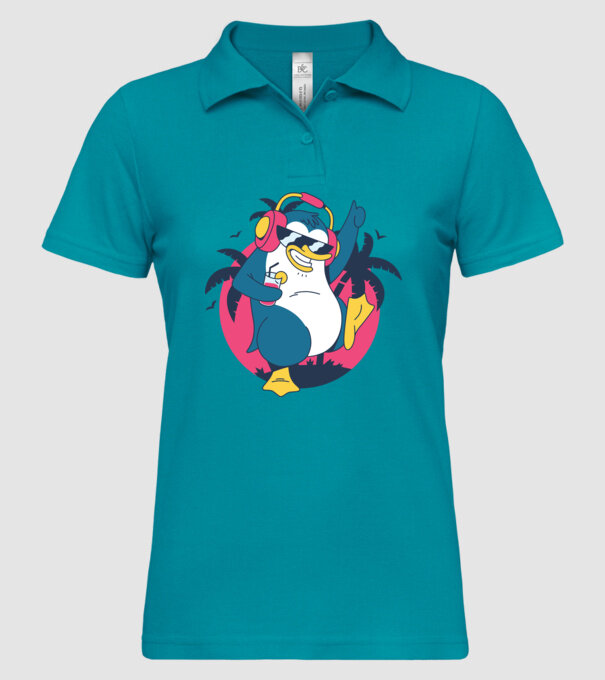 Pinguin de Petrecere model turcoaz pe tricou