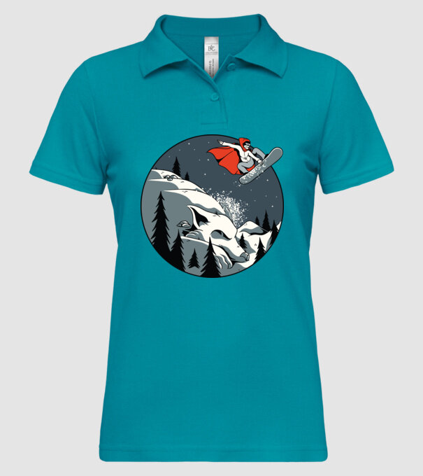 Scufița Roșie și Lupul Snowboard model turcoaz pe tricou