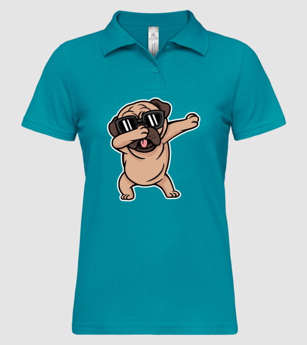 Pug DAB model turcoaz pe tricou