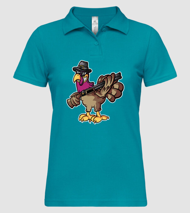 Shotgun Curcan model turcoaz pe tricou