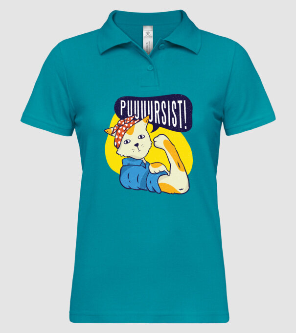 Pisică Pursist model turcoaz pe tricou