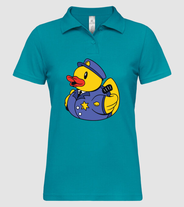 Rățușcă de cauciuc Polițist model turcoaz pe tricou