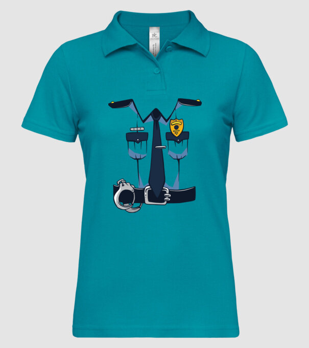 Costum de polițist pentru Halloween model turcoaz pe tricou