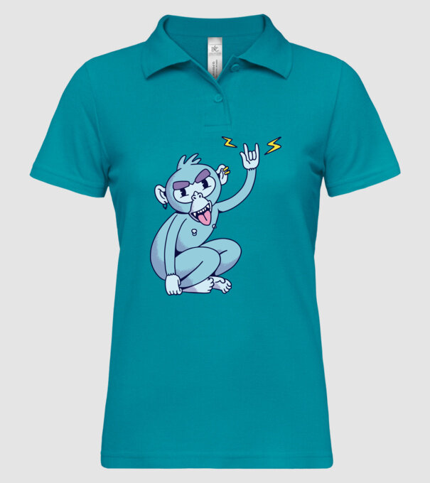 Maimuța Rocker model turcoaz pe tricou
