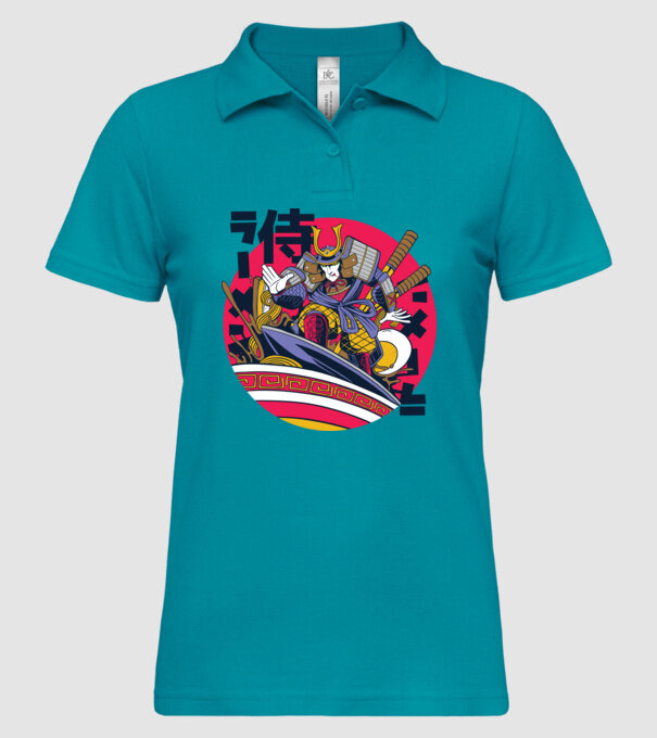 Samurai Ramen Surf model turcoaz pe tricou