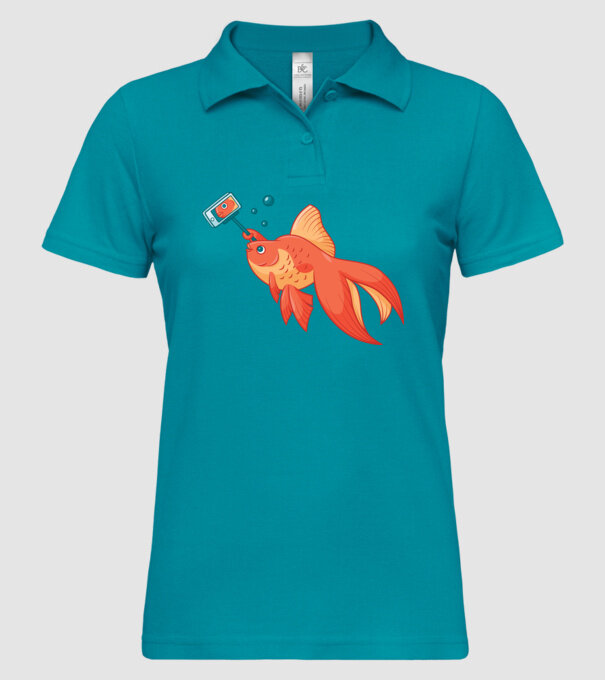 Selfish - Pește făcând selfie model turcoaz pe tricou