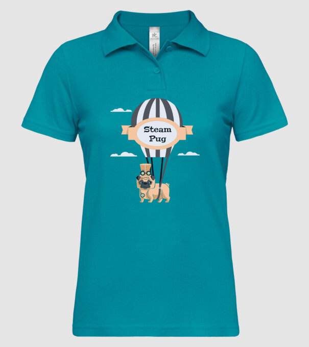 Steampug - mops model turcoaz pe tricou