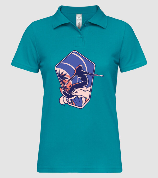 Surf ilustrare model turcoaz pe tricou