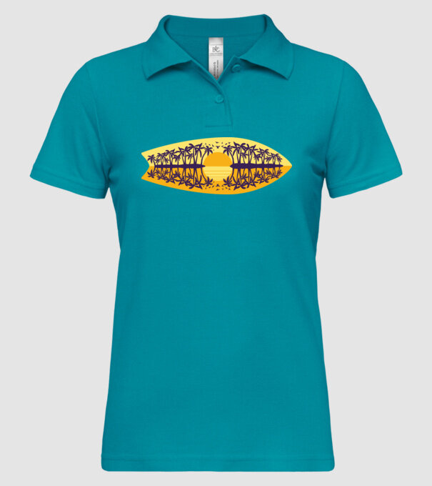 Surfboard model turcoaz pe tricou