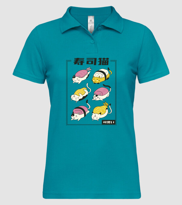 Pisicuțe Sushi model turcoaz pe tricou