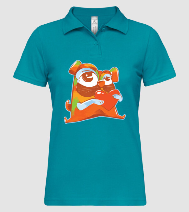 Mops colorat model turcoaz pe tricou