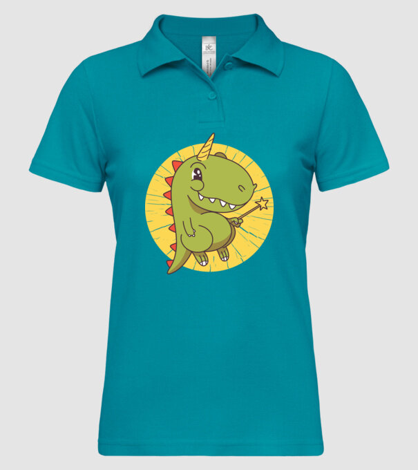 T-rex Unicorn cu baghetă magică model turcoaz pe tricou