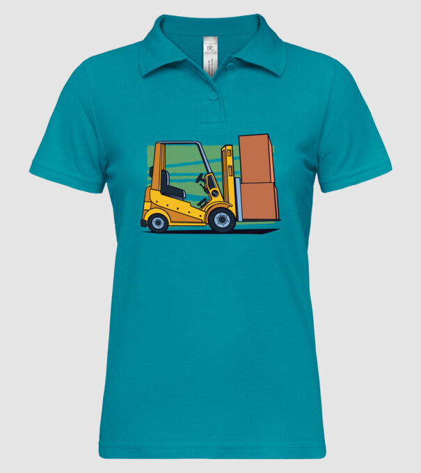 Stivuitor model turcoaz pe tricou