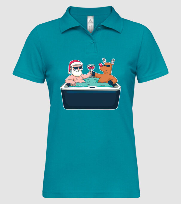 Moș Crăciun Ren în Jakuzi Relaxare de Crăciun model turcoaz pe tricou
