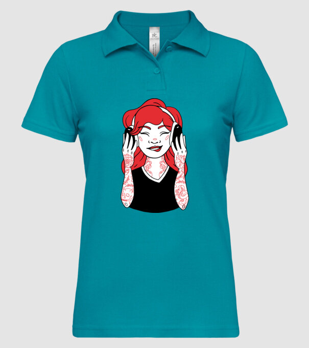 Fată Gamer tatuată model turcoaz pe tricou