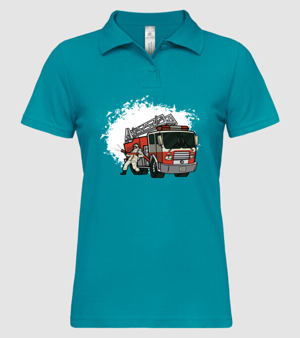 Pompier în acțiune model turcoaz pe tricou