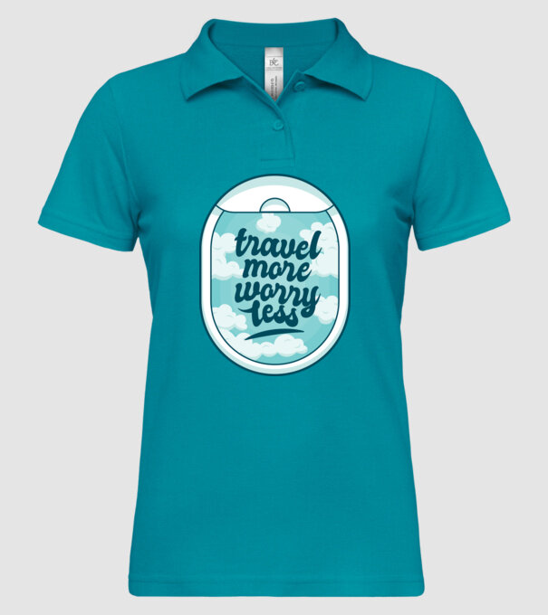 Călătorește mai mult, fă-ți mai puține griji model turcoaz pe tricou
