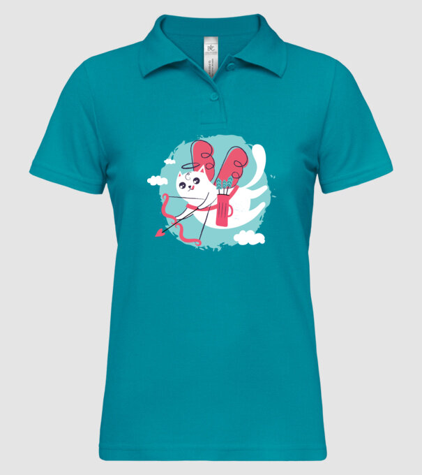 Pisică Valentin model turcoaz pe tricou