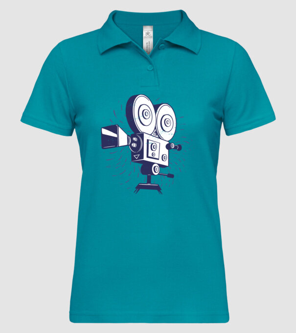 Camera video retro Vintage model turcoaz pe tricou