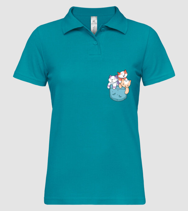 Pisicuțe cu Buzunar model turcoaz pe tricou