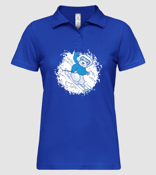 Câine drăguț schiind model albastru regal pe tricou
