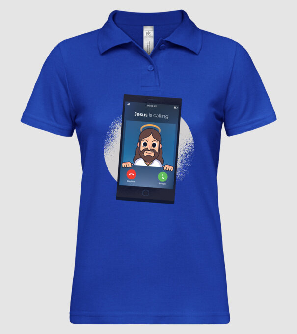 Isus te sună tricou amuzant model albastru regal pe tricou