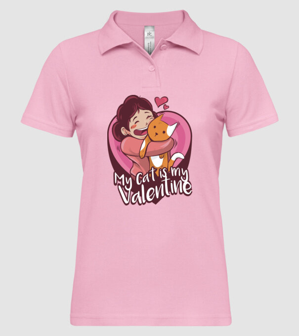 'Pisica mea este dragostea mea Tricou drăguț pentru Valentine''s Day' model roz deschis pe tricou