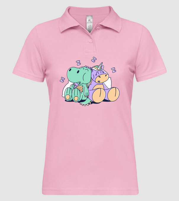 Unicorn adormit și T-rex model roz deschis pe tricou