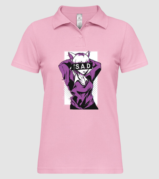 Anime fată tristă model roz deschis pe tricou