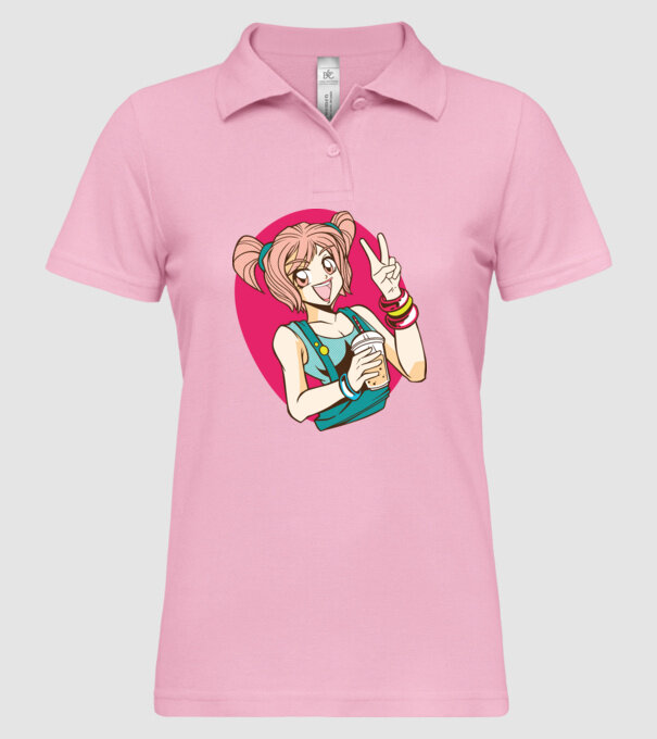 Bobba fată Anime model roz deschis pe tricou