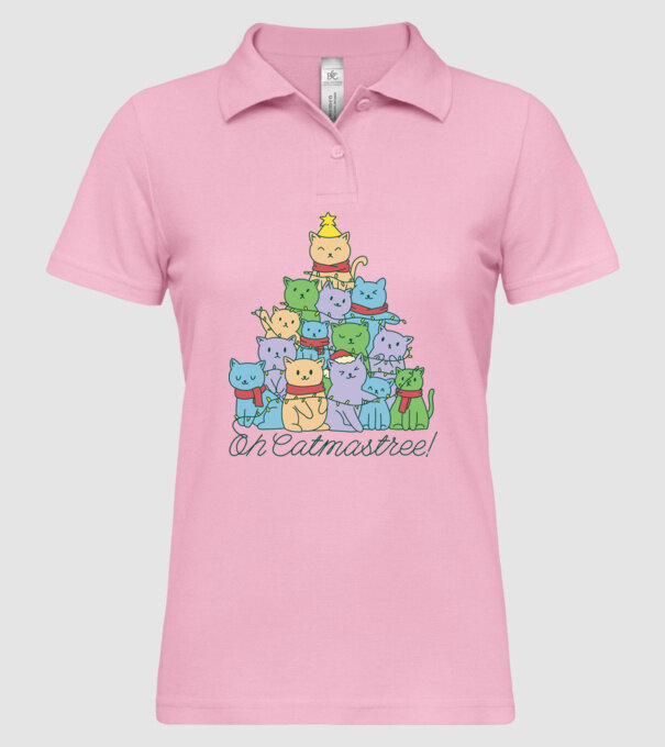 Pom de Crăciun Pisică model roz deschis pe tricou