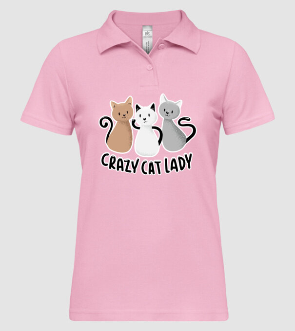 Crazy Cat Lady - fată nebună cu pisică model roz deschis pe tricou