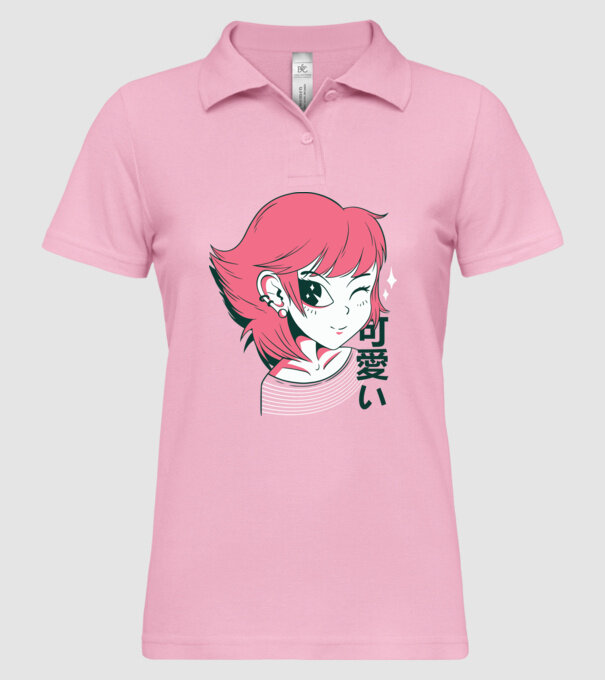 Fată drăguță Anime model roz deschis pe tricou