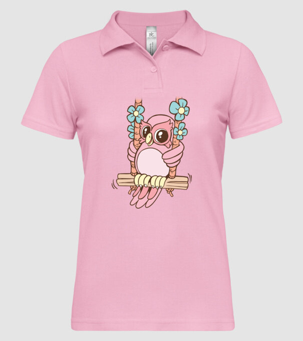 Bufniță drăguță pe un leagăn model roz deschis pe tricou