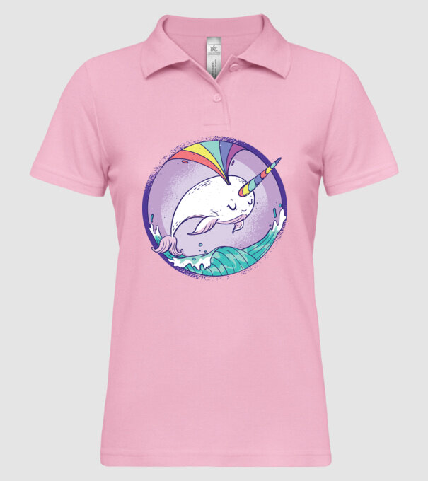 Unicorn drăguț Balenă - Narval model roz deschis pe tricou
