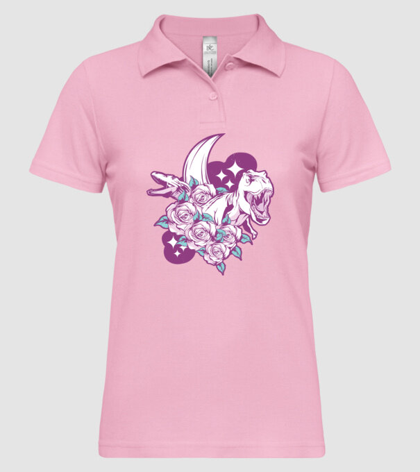 Dinozaur cu trandafiri model roz deschis pe tricou