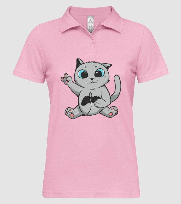 Pisică Gamer model roz deschis pe tricou