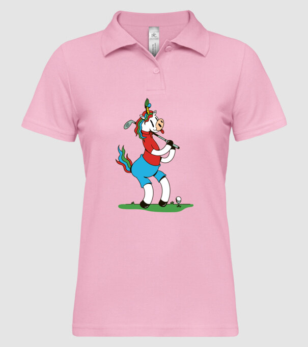 Unicorn jucător de golf model roz deschis pe tricou